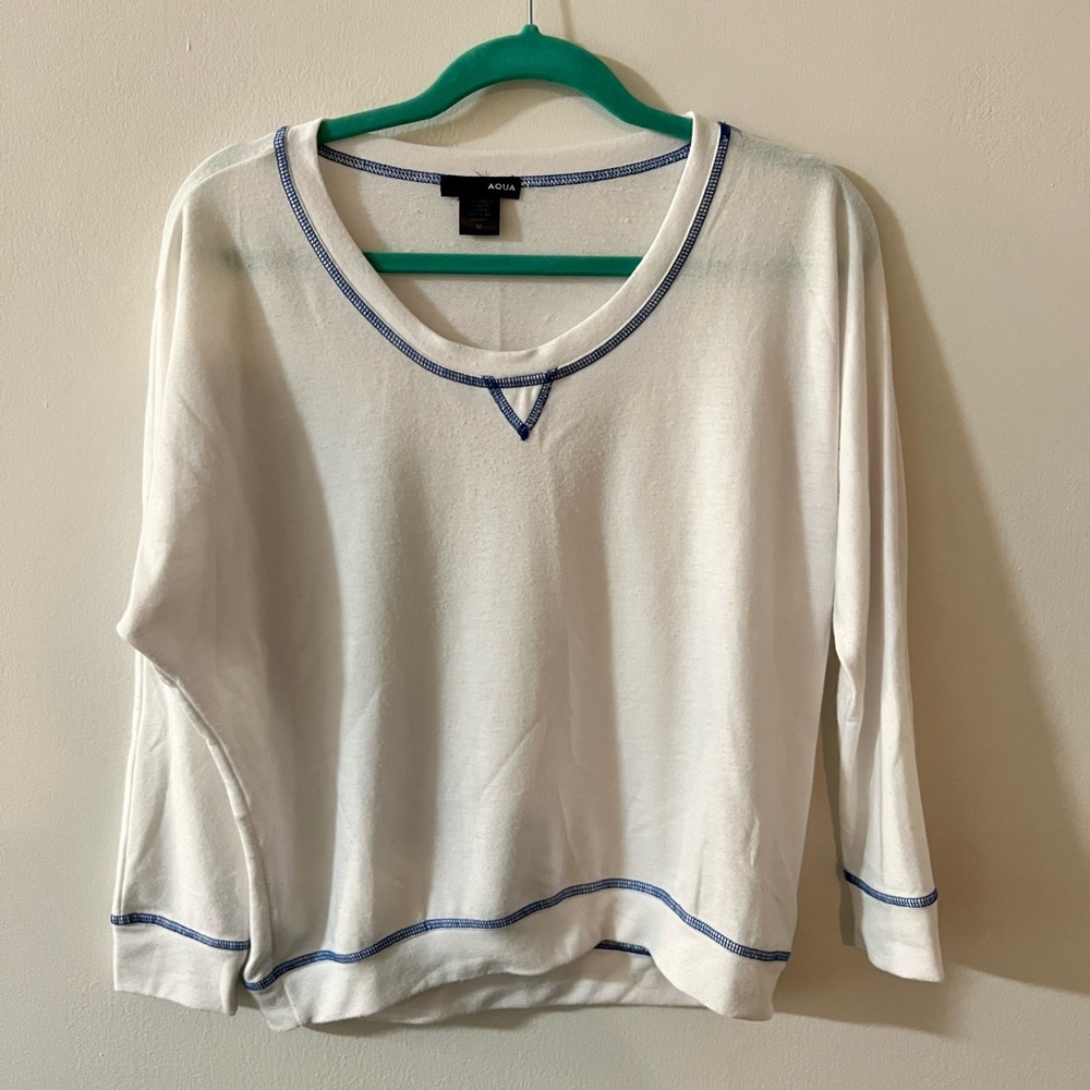 Aqua Sweater with Blue Stitiching